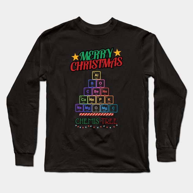 Chemistry tree, merry christmas, periodic table Long Sleeve T-Shirt by Pattyld